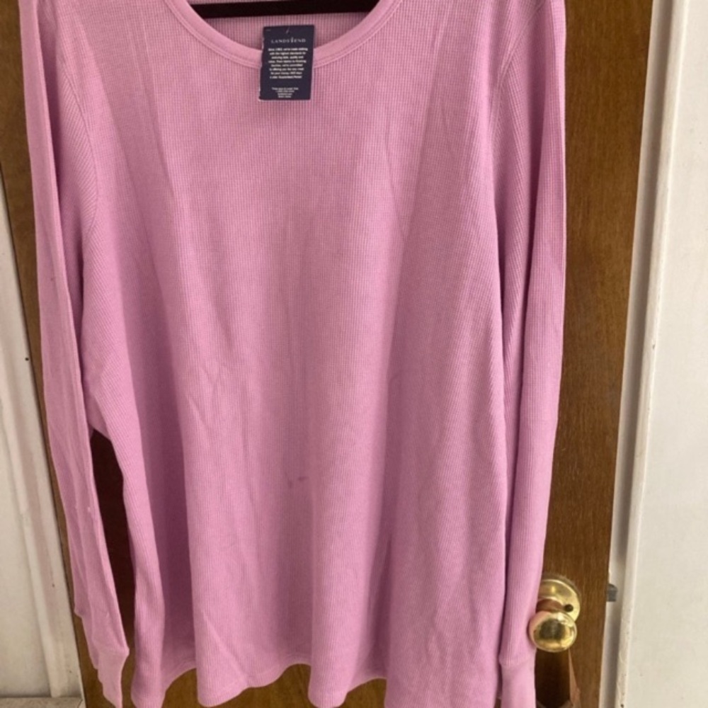 Lands and soft pink waffle knit long sleeve shirt - Picture 3 of 8
